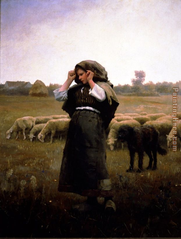 Shepherdess and her Flock painting - Daniel Ridgway Knight Shepherdess and her Flock art painting